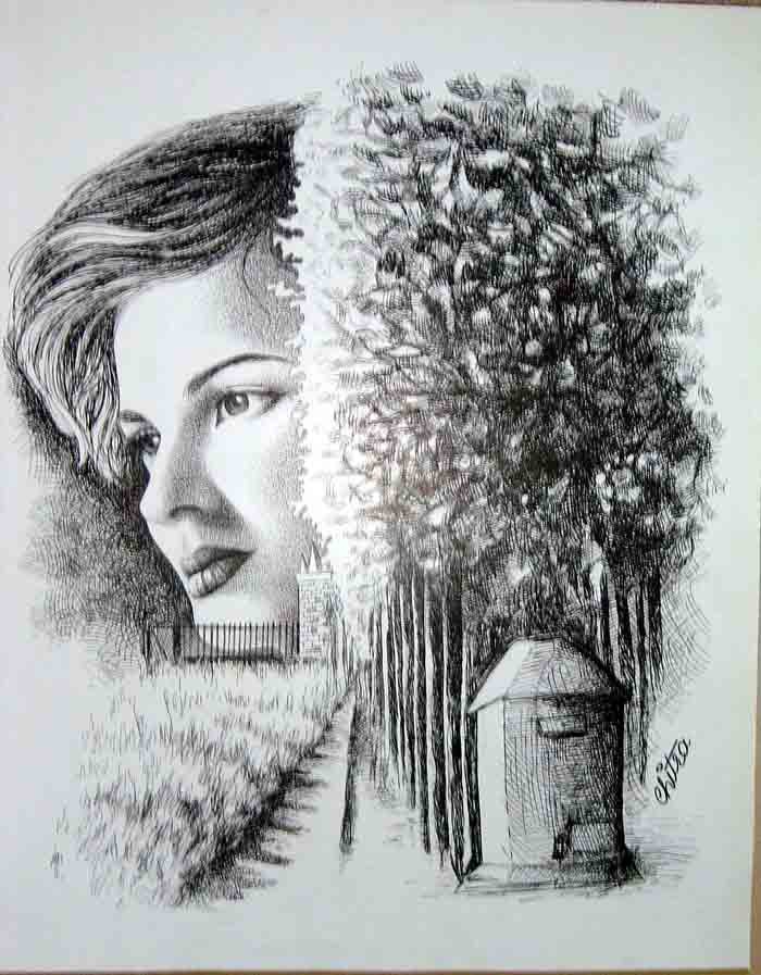 Orginal Pen and Ink Drawing by Chitra