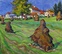 Small haystacks in autumn